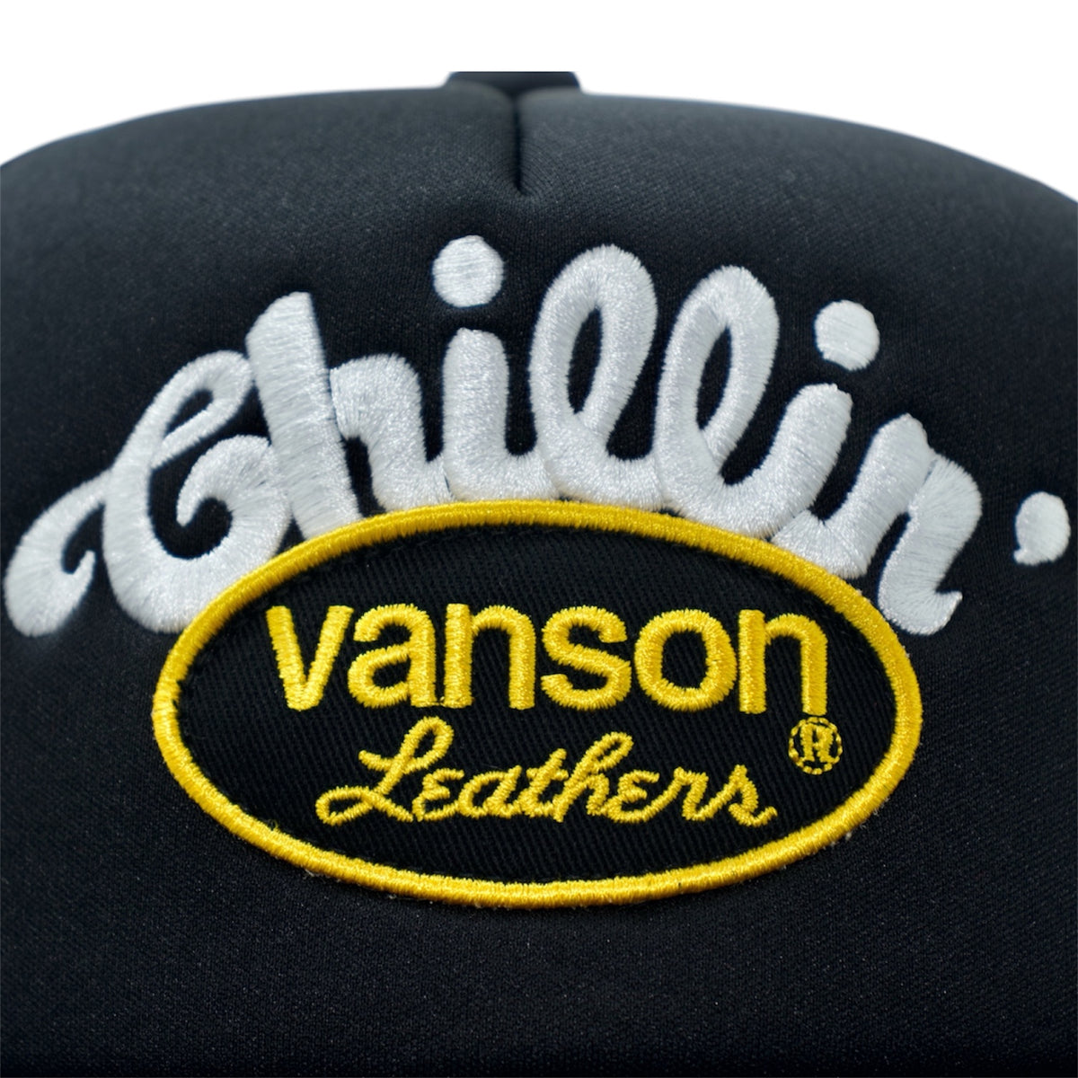 × vanson -LOGO 5PANEL MESH CAP - Black