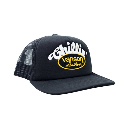 × vanson -LOGO 5PANEL MESH CAP - Black
