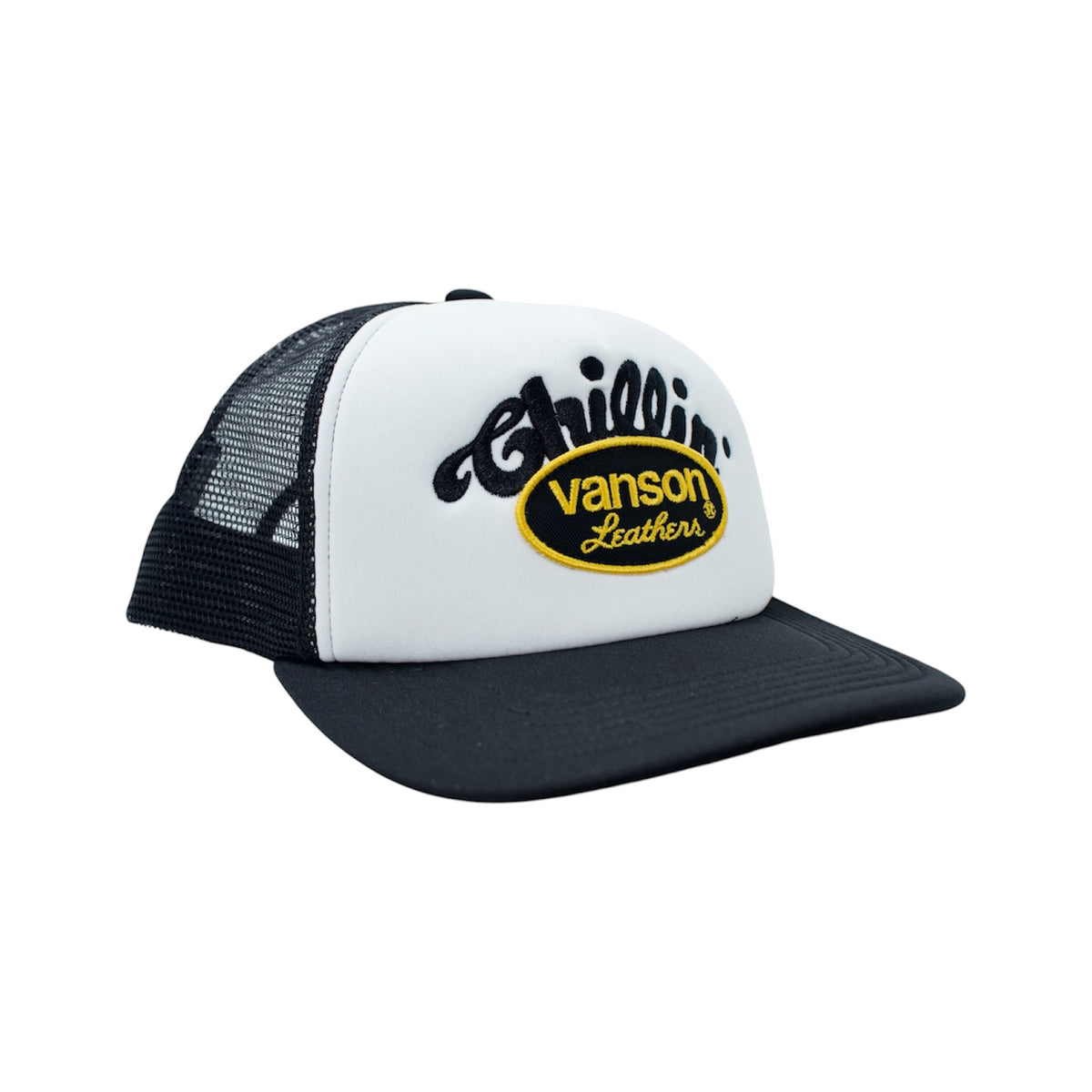 × vanson -LOGO 5PANEL MESH CAP - White