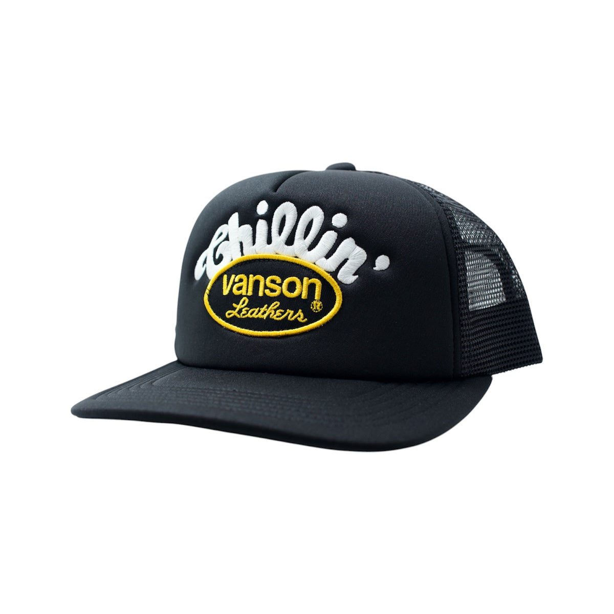 × vanson -LOGO 5PANEL MESH CAP - Black