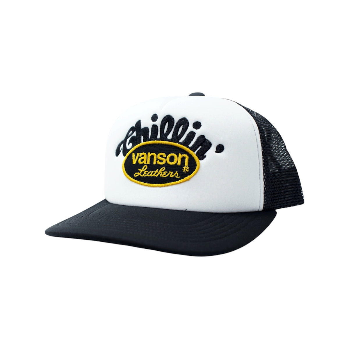 × vanson -LOGO 5PANEL MESH CAP - White