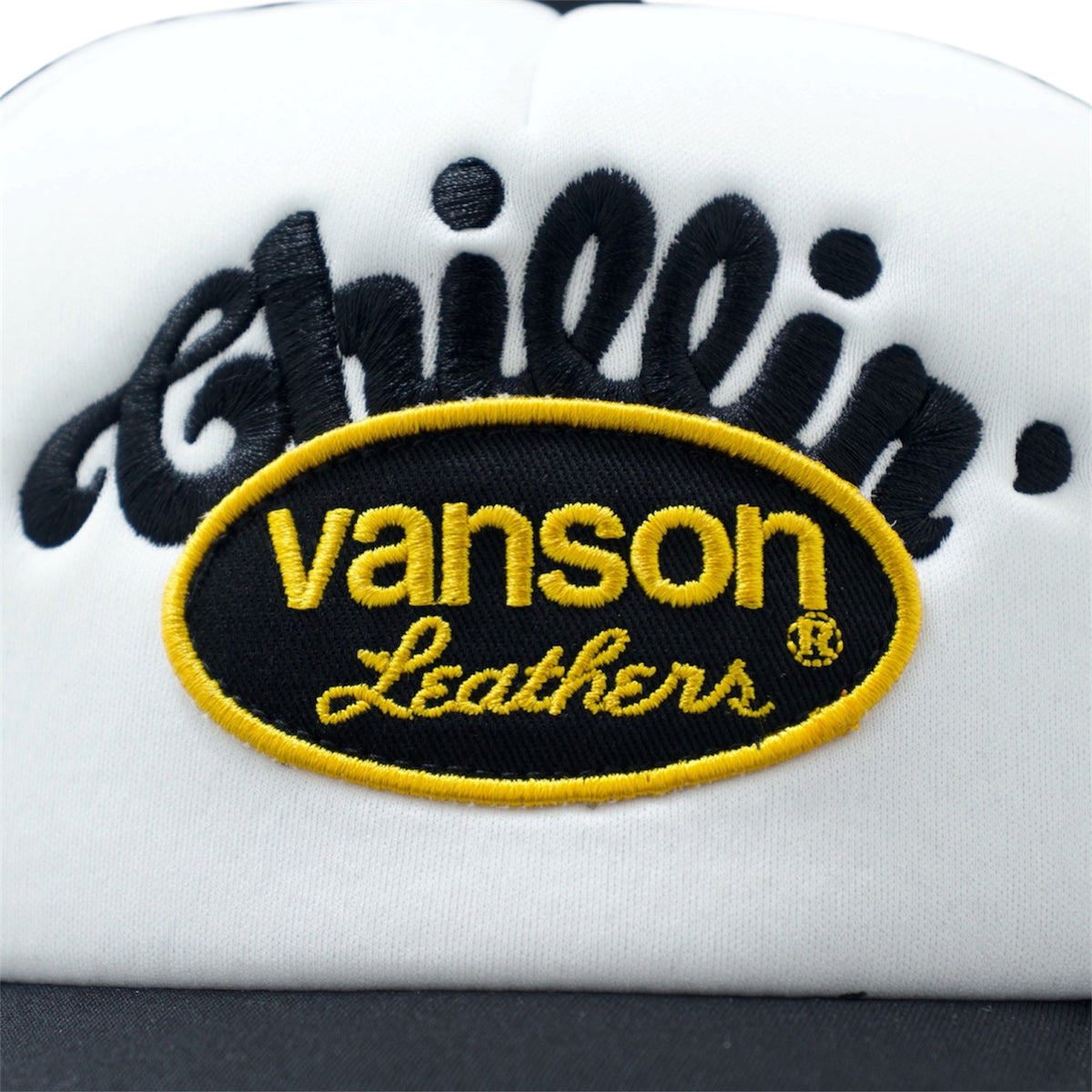 × vanson -LOGO 5PANEL MESH CAP - White