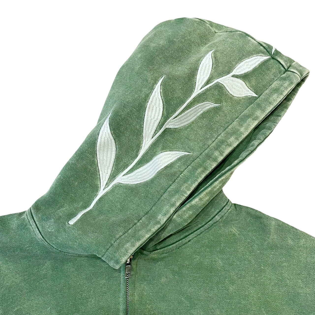 "DOVE" PIGMENT ZIP HOODIE - GREEN