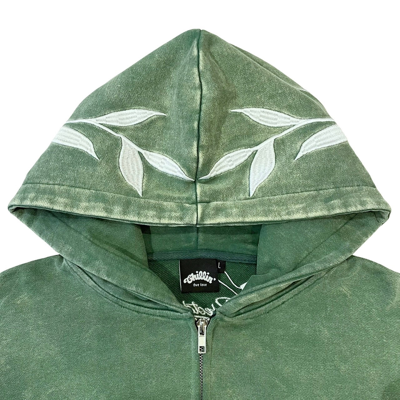 "DOVE" PIGMENT ZIP HOODIE - GREEN