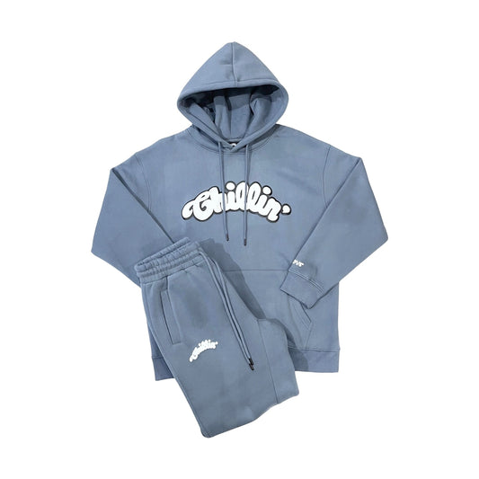 BIG LOGO SWEATSUIT SET - ASH BLUE